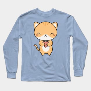 Cute and Kawaii Cat With Heart Long Sleeve T-Shirt